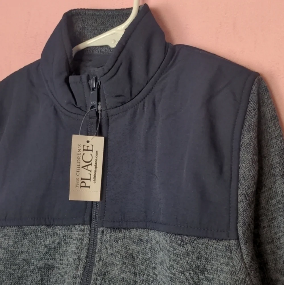 The Children's Place Unisex Blue Fleece Full Zip Jacket with Pockets size Medium
